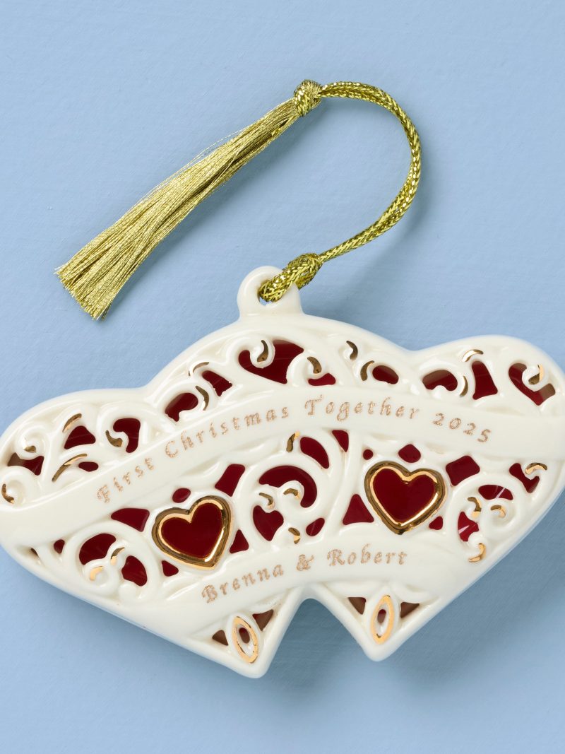 Personalized Two Hearts One Love Ornament